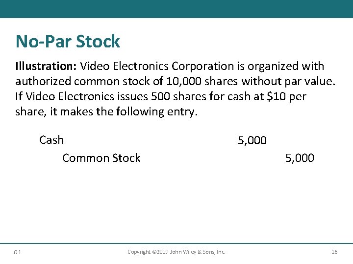 No-Par Stock Illustration: Video Electronics Corporation is organized with authorized common stock of 10,