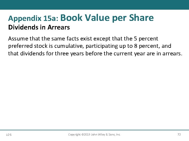 Appendix 15 a: Book Value per Share Dividends in Arrears Assume that the same