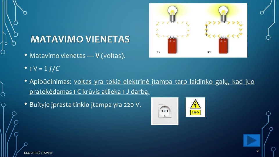 MATAVIMO VIENETAS • ELEKTRINĖ ĮTAMPA 8 