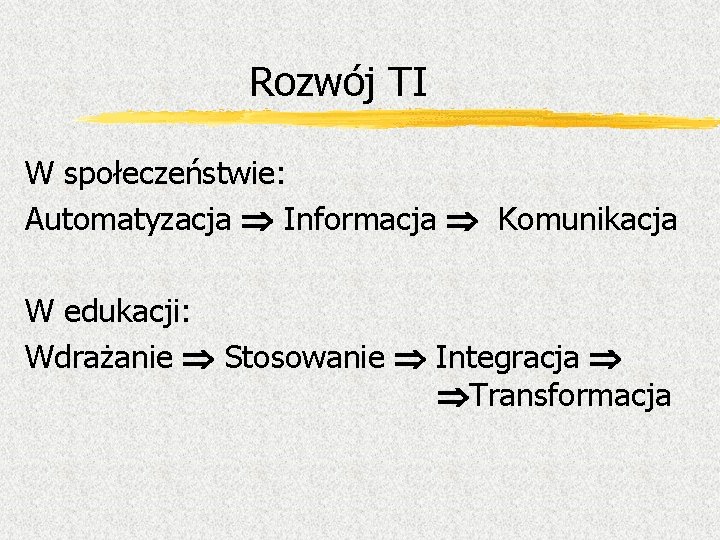 Rozwój TI W społeczeństwie: Automatyzacja Informacja Komunikacja W edukacji: Wdrażanie Stosowanie Integracja Transformacja 