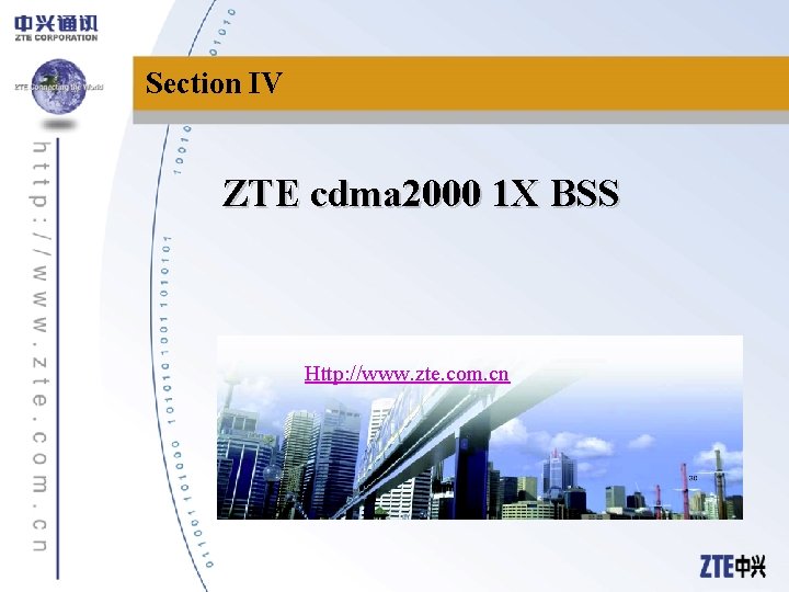 Section IV ZTE cdma 2000 1 X BSS Http: //www. zte. com. cn 