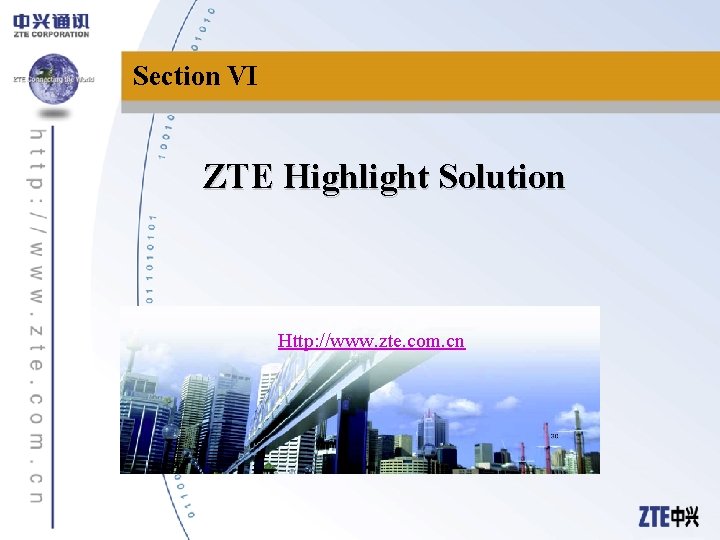 Section VI ZTE Highlight Solution Http: //www. zte. com. cn 