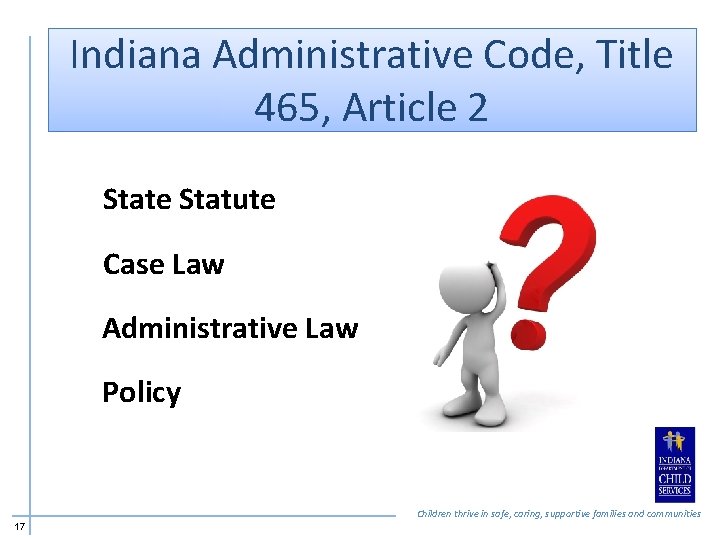 Indiana Administrative Code, Title 465, Article 2 State Statute Case Law Administrative Law Policy