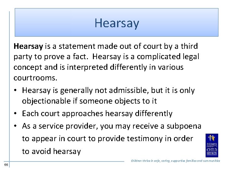 Hearsay is a statement made out of court by a third party to prove