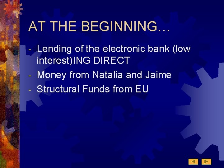 AT THE BEGINNING… Lending of the electronic bank (low interest)ING DIRECT - Money from AT THE BEGINNING… Lending of the electronic bank (low interest)ING DIRECT - Money from