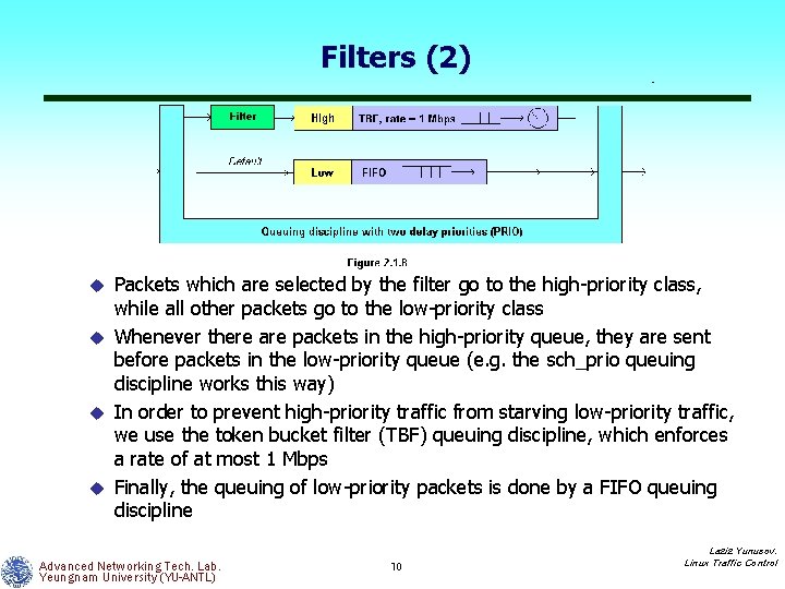 Filters (2) Packets which are selected by the filter go to the high priority