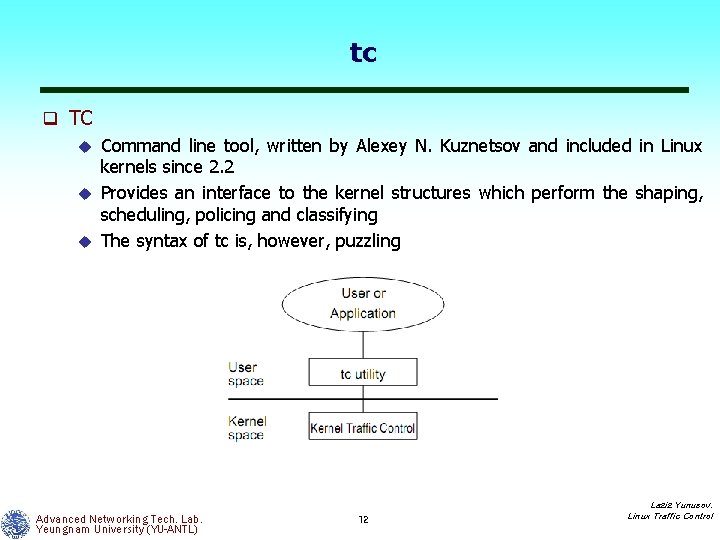 tc q TC Command line tool, written by Alexey N. Kuznetsov and included in