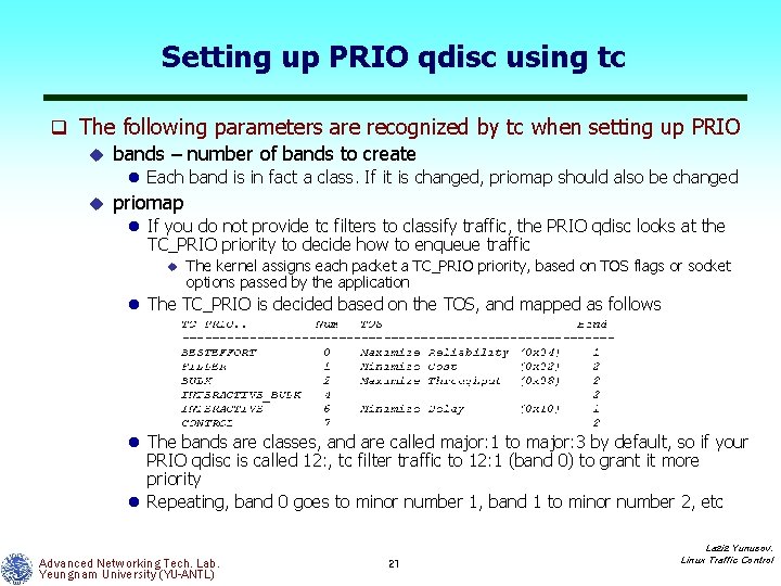 Setting up PRIO qdisc using tc q The following parameters are recognized by tc