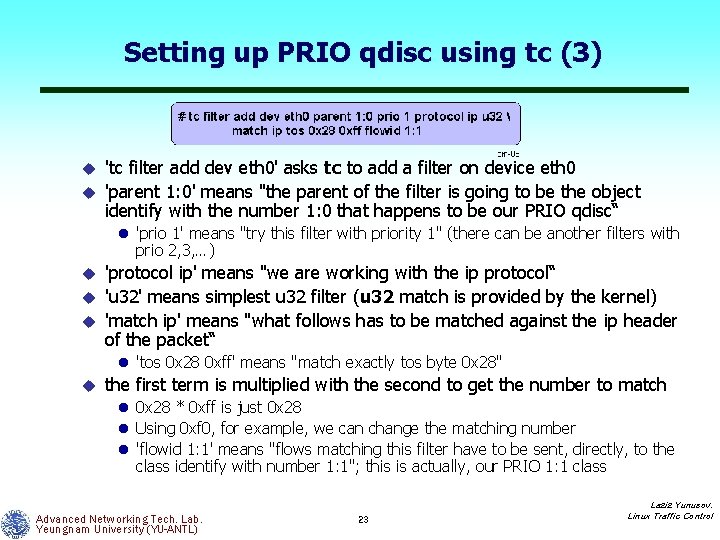 Setting up PRIO qdisc using tc (3) 'tc filter add dev eth 0' asks