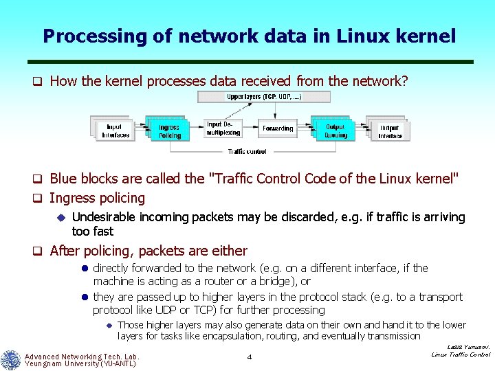 Processing of network data in Linux kernel q How the kernel processes data received