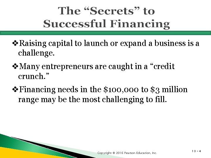 v. Raising capital to launch or expand a business is a challenge. v. Many