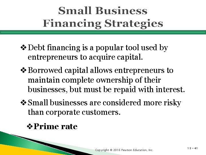 v Debt financing is a popular tool used by entrepreneurs to acquire capital. v
