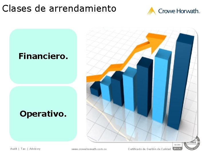 Clases de arrendamiento Financiero. Operativo. Audit | Tax | Advisory www. crowehorwath. com. co