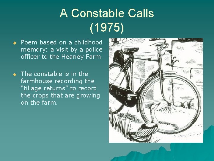 A Constable Calls (1975) u Poem based on a childhood memory: a visit by