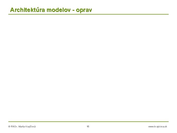 Architektúra modelov - oprav © RNDr. Marta Krajčíová 16 www. krajciova. sk 