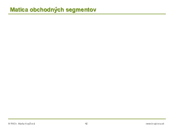 Matica obchodných segmentov © RNDr. Marta Krajčíová 42 www. krajciova. sk 