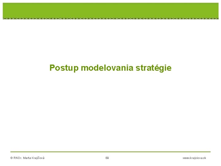 Postup modelovania stratégie © RNDr. Marta Krajčíová 89 www. krajciova. sk 