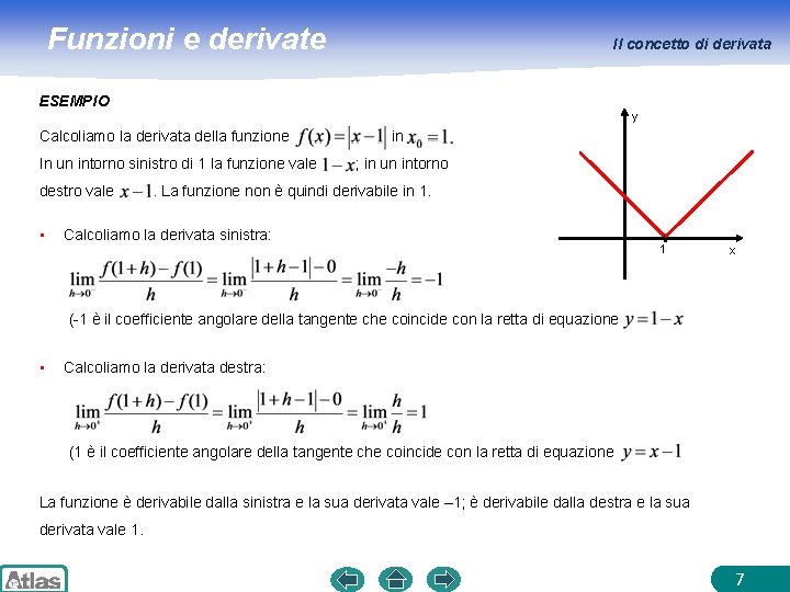 Funzioni e derivate Il concetto di derivata ESEMPIO y Calcoliamo la derivata della funzione