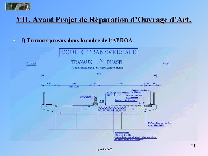 VII. Avant Projet de Réparation d’Ouvrage d’Art: ü 1) Travaux prévus dans le cadre