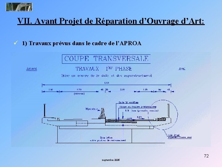 VII. Avant Projet de Réparation d’Ouvrage d’Art: ü 1) Travaux prévus dans le cadre