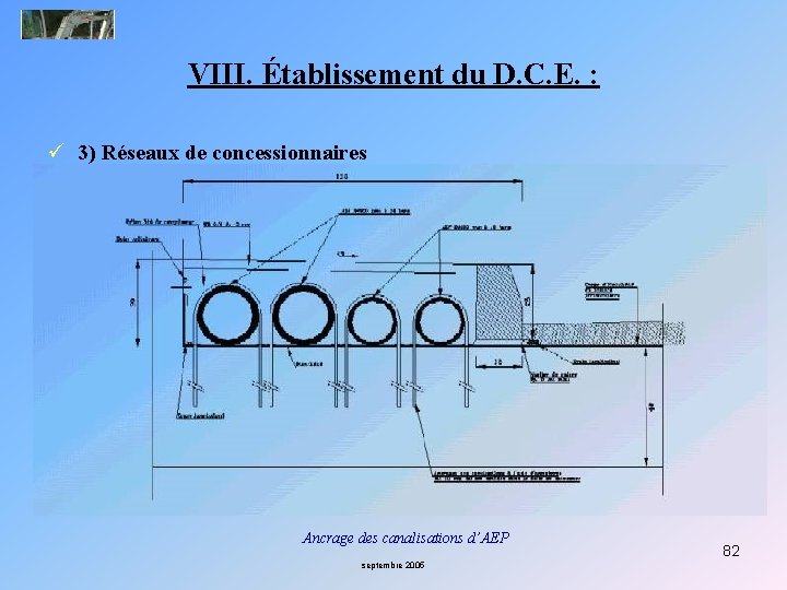 VIII. Établissement du D. C. E. : ü 3) Réseaux de concessionnaires Ancrage des