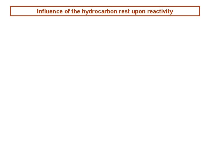 Influence of the hydrocarbon rest upon reactivity 