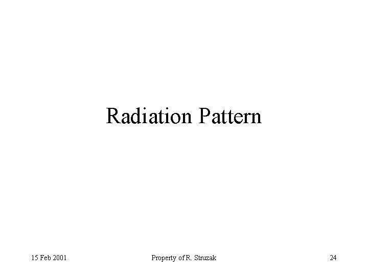 Radiation Pattern 15 Feb 2001 Property of R. Struzak 24 