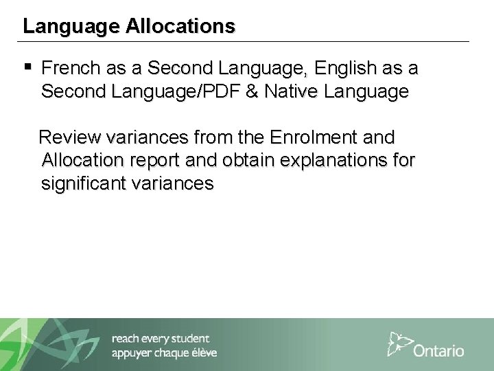 Language Allocations § French as a Second Language, English as a Second Language/PDF &