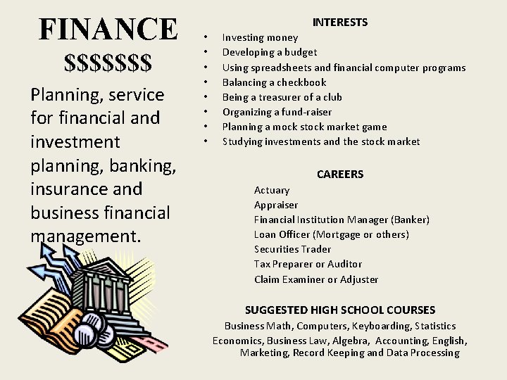 FINANCE $$$$$$$ Planning, service for financial and investment planning, banking, insurance and business financial