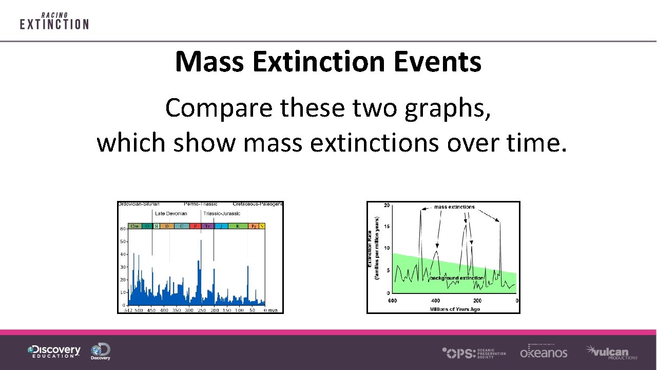 Mass Extinction Events Compare these two graphs, which show mass extinctions over time. 