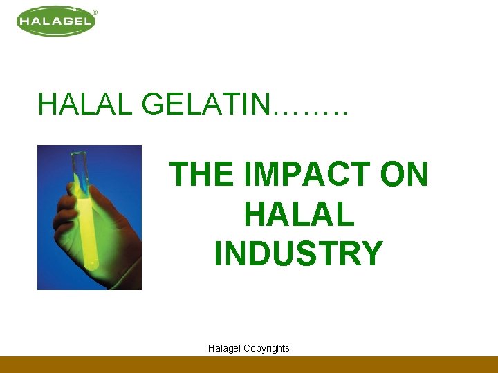 HALAL GELATIN……. . THE IMPACT ON HALAL INDUSTRY Halagel Copyrights HALAL GELATIN……. . THE IMPACT ON HALAL INDUSTRY Halagel Copyrights