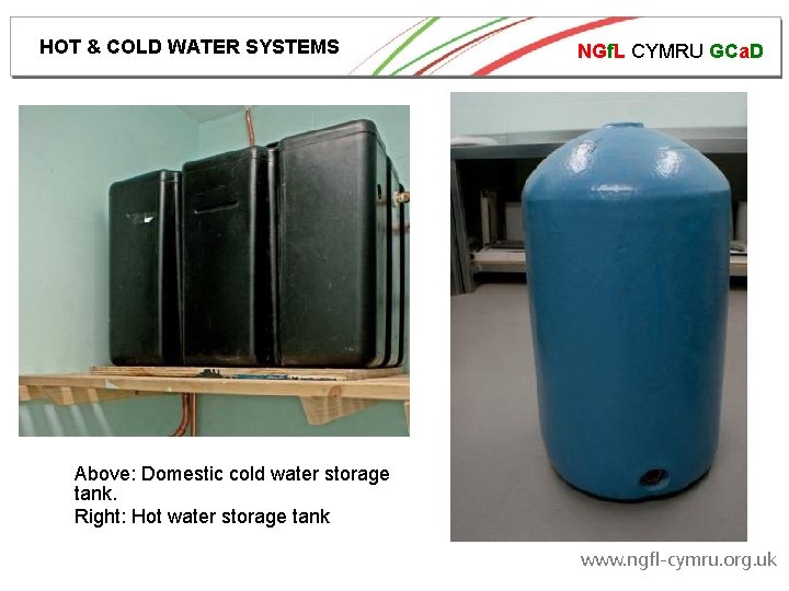 HOT & COLD WATER SYSTEMS NGf. L CYMRU GCa. D Above: Domestic cold water
