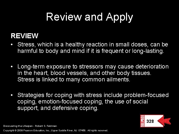 Review and Apply REVIEW • Stress, which is a healthy reaction in small doses,