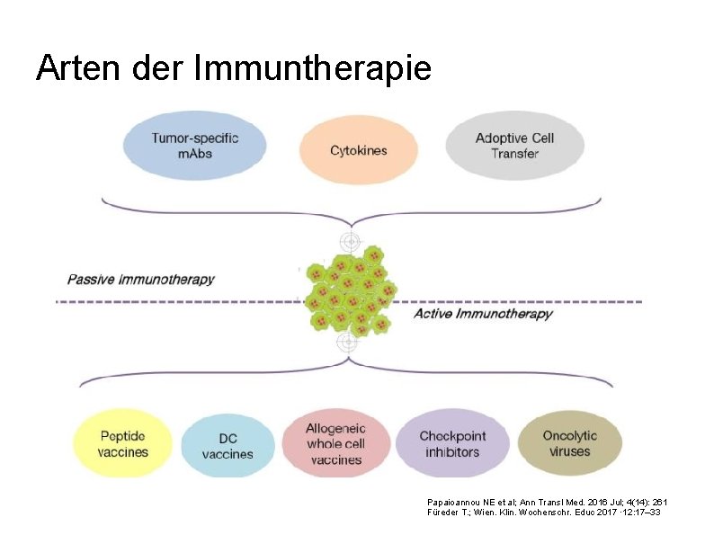 Arten der Immuntherapie Papaioannou NE et al; Ann Transl Med. 2016 Jul; 4(14): 261