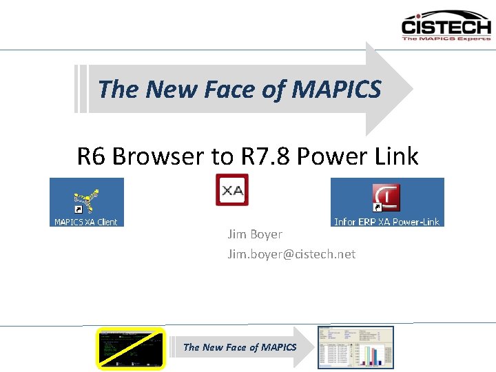 The New Face of MAPICS R 6 Browser to R 7. 8 Power Link