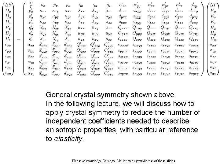 31 General crystal symmetry shown above. In the following lecture, we will discuss how