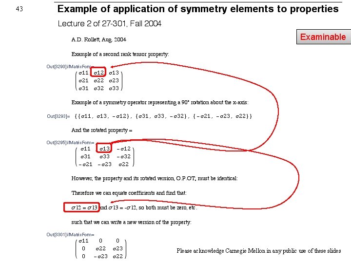 43 Examinable Please acknowledge Carnegie Mellon in any public use of these slides 