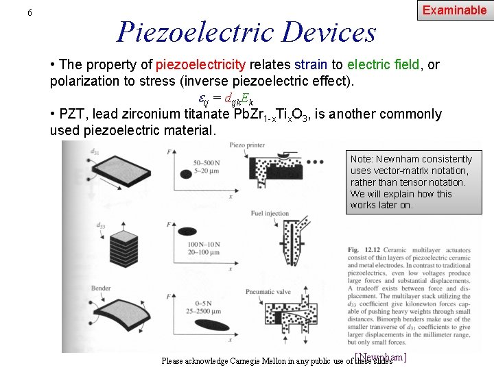 6 Piezoelectric Devices Examinable • The property of piezoelectricity relates strain to electric field,