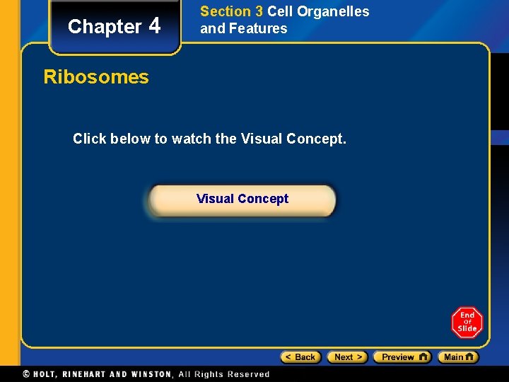 Chapter 4 Section 3 Cell Organelles and Features Ribosomes Click below to watch the