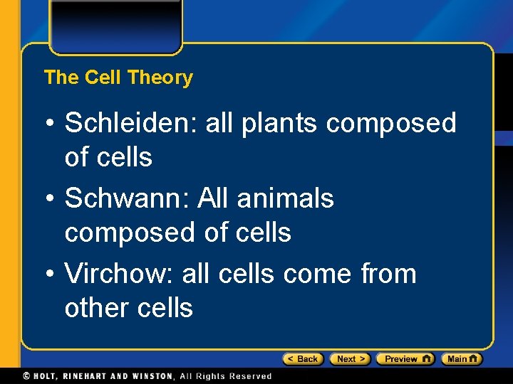 The Cell Theory • Schleiden: all plants composed of cells • Schwann: All animals