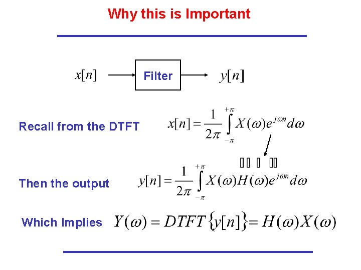 Why this is Important Filter Recall from the DTFT Then the output Which Implies Why this is Important Filter Recall from the DTFT Then the output Which Implies