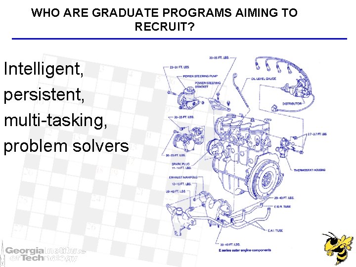 WHO ARE GRADUATE PROGRAMS AIMING TO RECRUIT? Intelligent, persistent, multi-tasking, problem solvers 