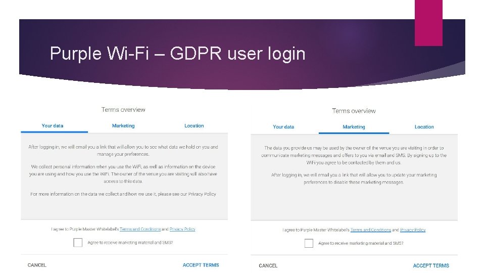 Purple Wi-Fi – GDPR user login 