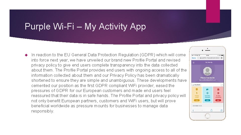 Purple Wi-Fi – My Activity App In reaction to the EU General Data Protection