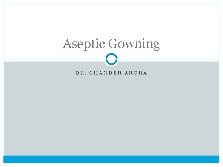Aseptic Gowning DR. CHANDER ARORA 