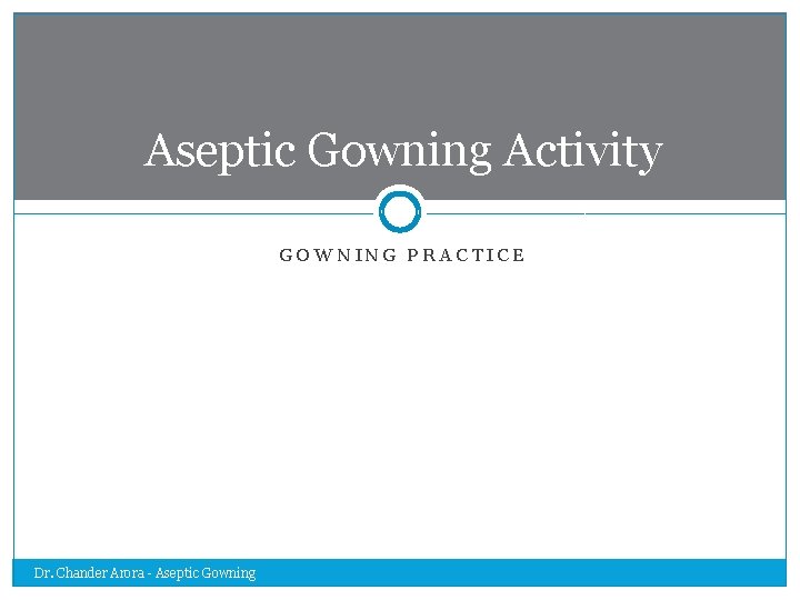 Aseptic Gowning Activity GOWNING PRACTICE Dr. Chander Arora - Aseptic Gowning 