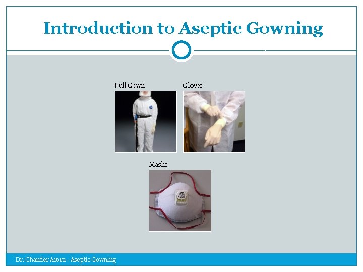 Introduction to Aseptic Gowning Full Gown Gloves Masks Dr. Chander Arora - Aseptic Gowning