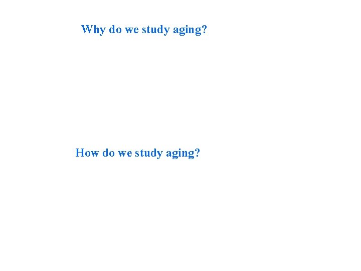 Why do we study aging? How do we study aging? 