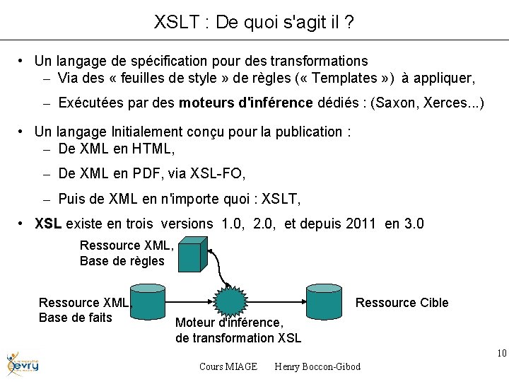 XSLT : De quoi s'agit il ? • Un langage de spécification pour des