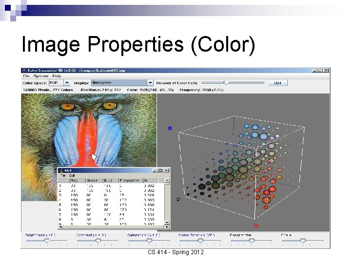 Image Properties (Color) CS 414 - Spring 2012 